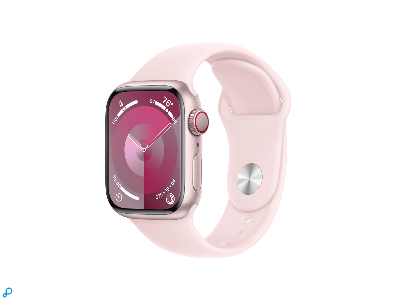 Apple Watch Series 9 GPS + Cellular 41mm Pink Aluminium Case with Light Pink Sport Band - S/M-0