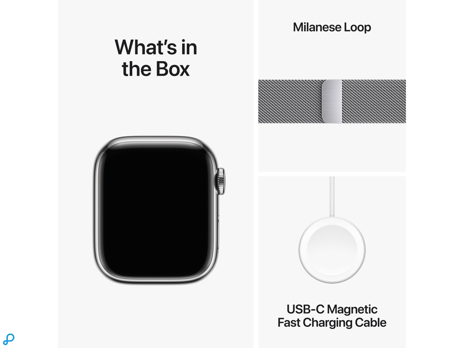 Apple Watch Series 9 GPS + Cellular 41mm Silver Stainless Steel Case with Silver Milanese Loop-7