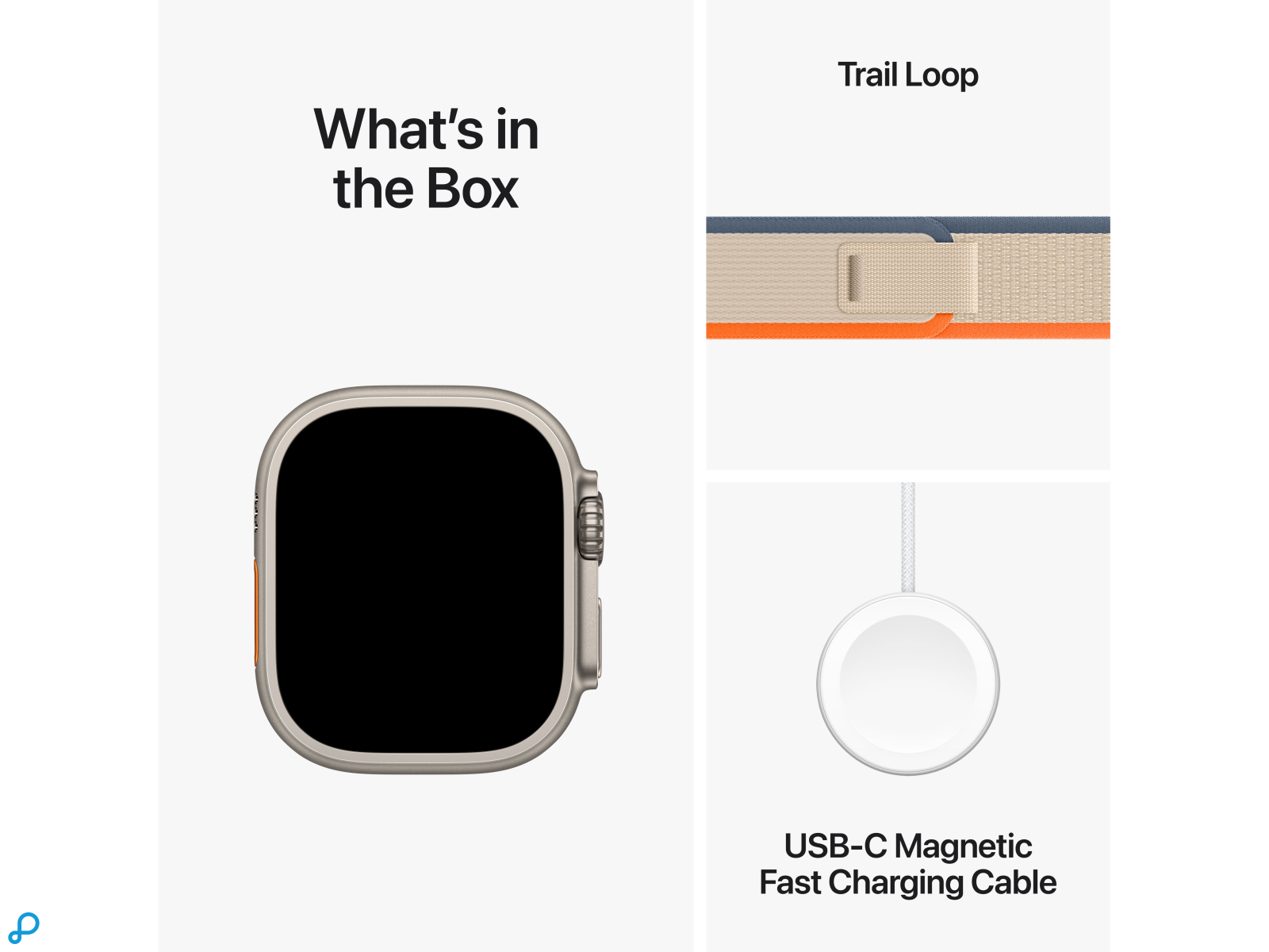Apple Watch Ultra 2 GPS + Cellular, 49mm Titanium Case met Oranje/Beige Trail Loop - S/M-7