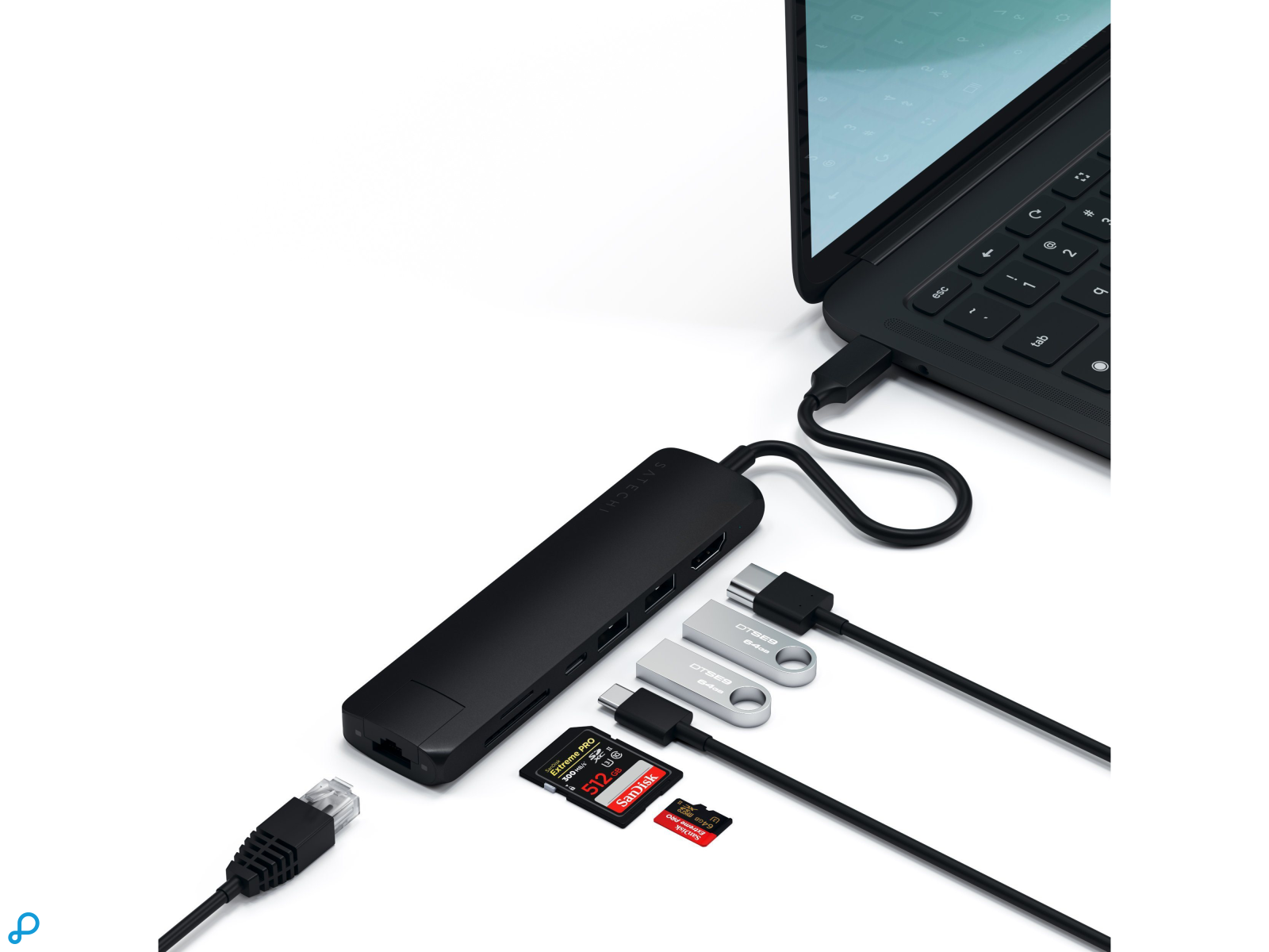 Satechi USB-C Slim Multiport Ethernet Adapter Black-3