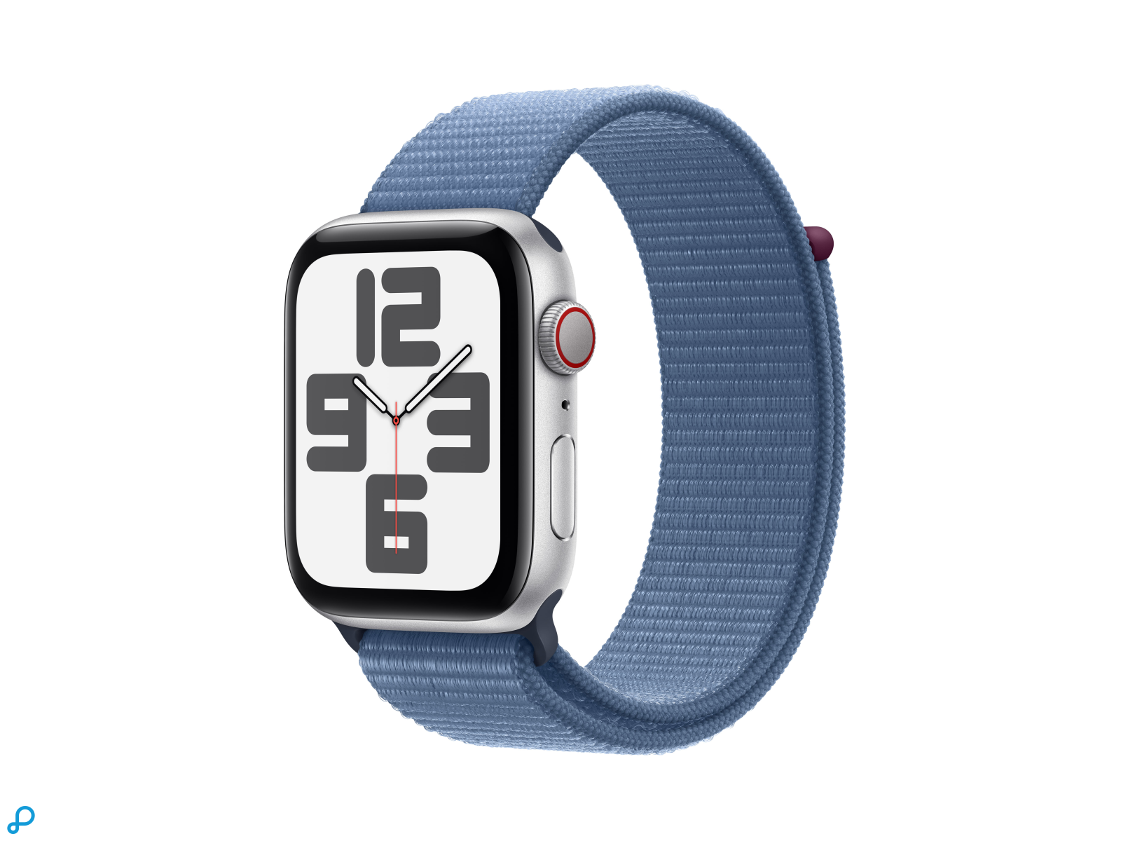 Apple Watch SE GPS + Cellular 44mm Silver Aluminium Case with Winter Blue Sport Loop-0