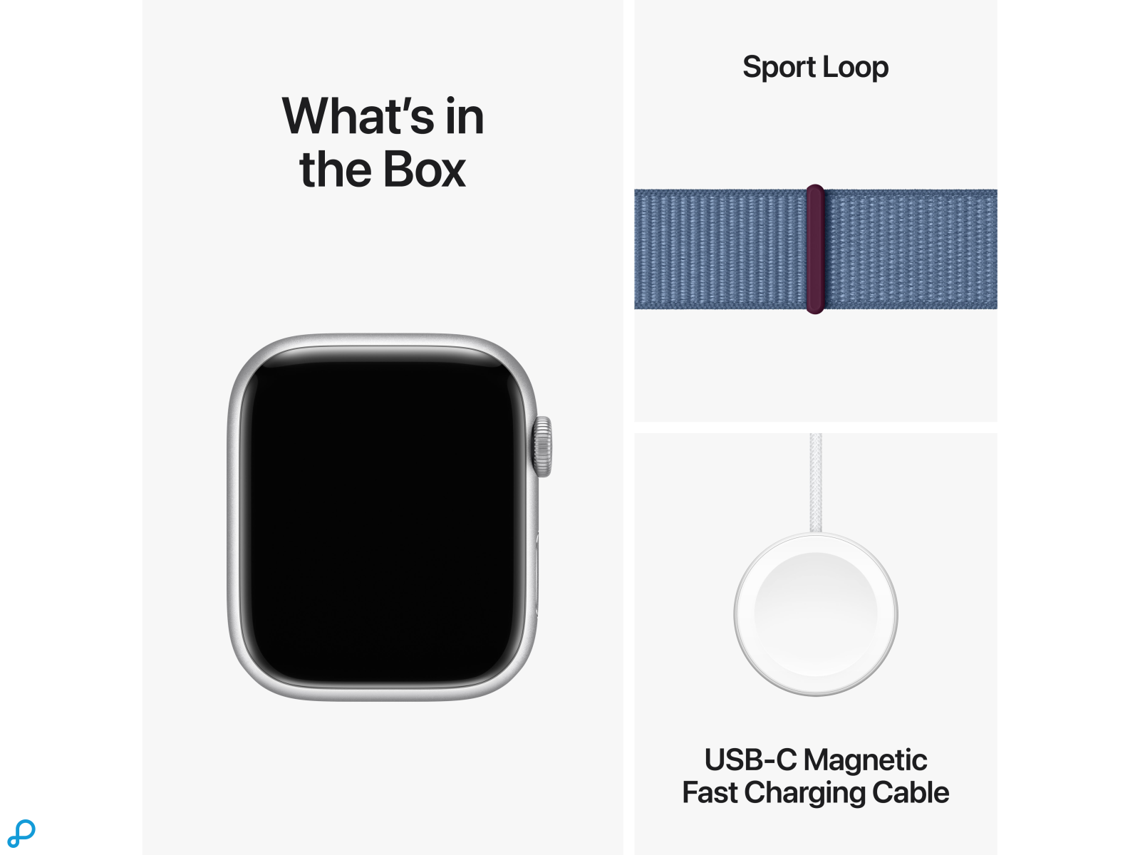 Apple Watch Series 9 GPS + Cellular 45mm Silver Aluminium Case with Winter Blue Sport Loop-7