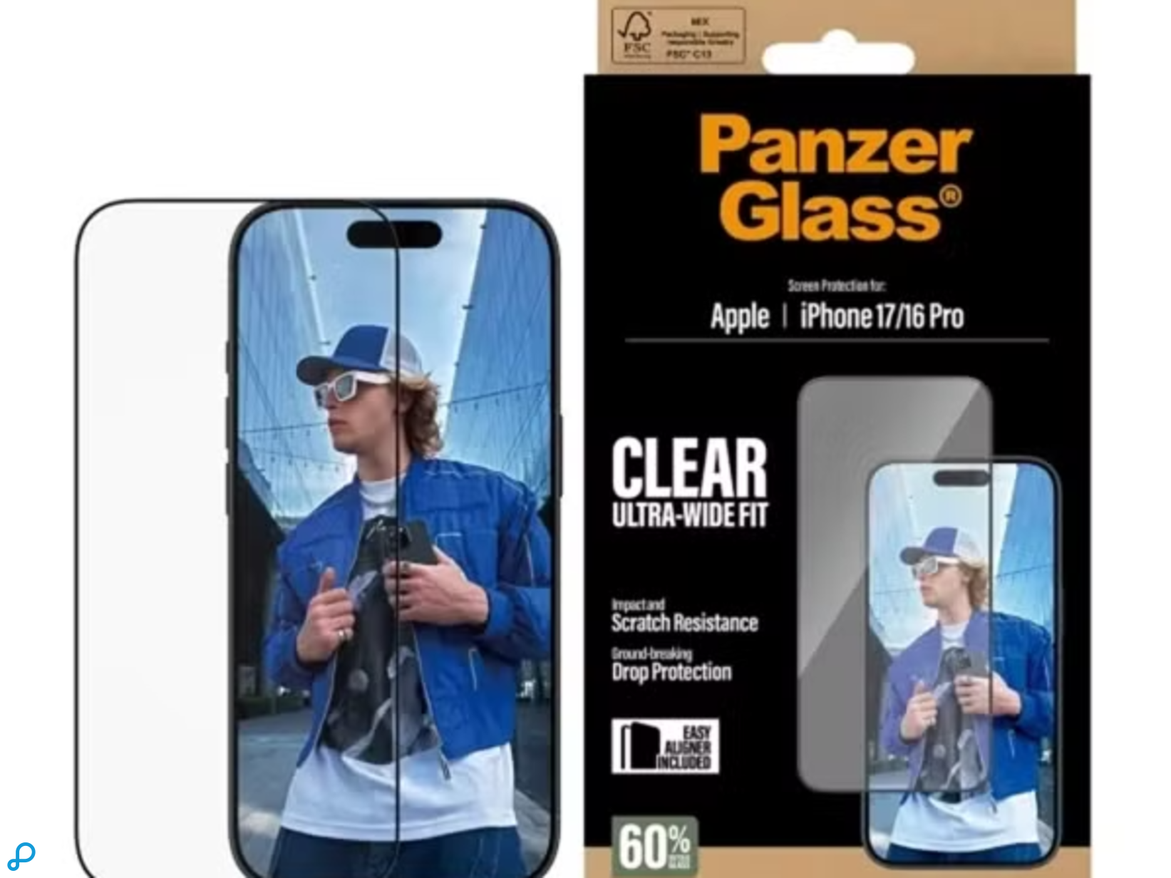 PanzerGlass Screen Protector Voor iPhone 17 Pro/17/16 Pro Transparant Ultra-Wide Fit Bulk-0