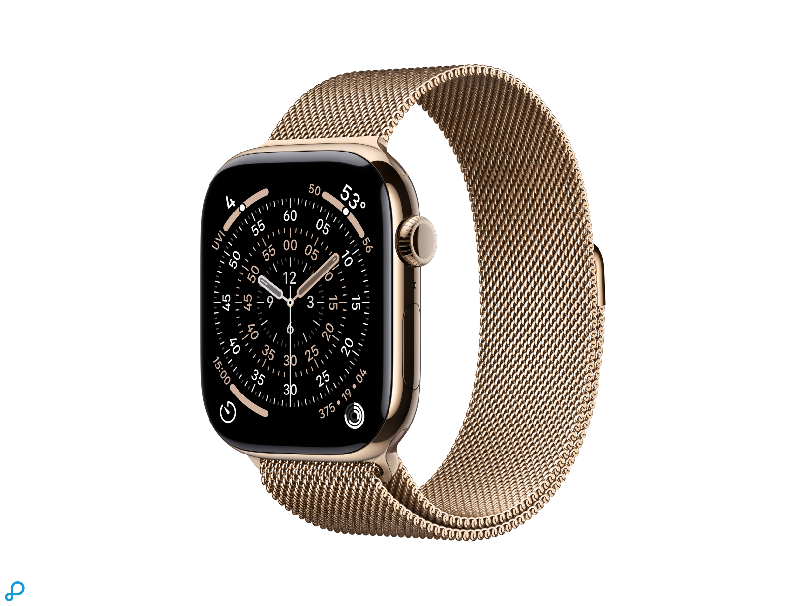 Apple Watch Series 11 GPS + Cellular 46mm Gold Titanium Case with Gold Milanese Loop - S/M-0