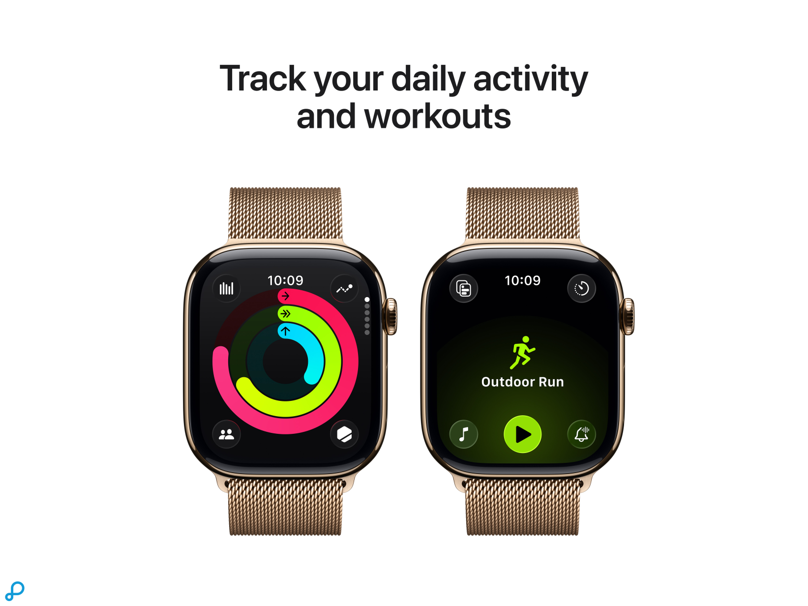 Apple Watch Series 11 GPS + Cellular 46mm Gold Titanium Case with Gold Milanese Loop - M/L-3
