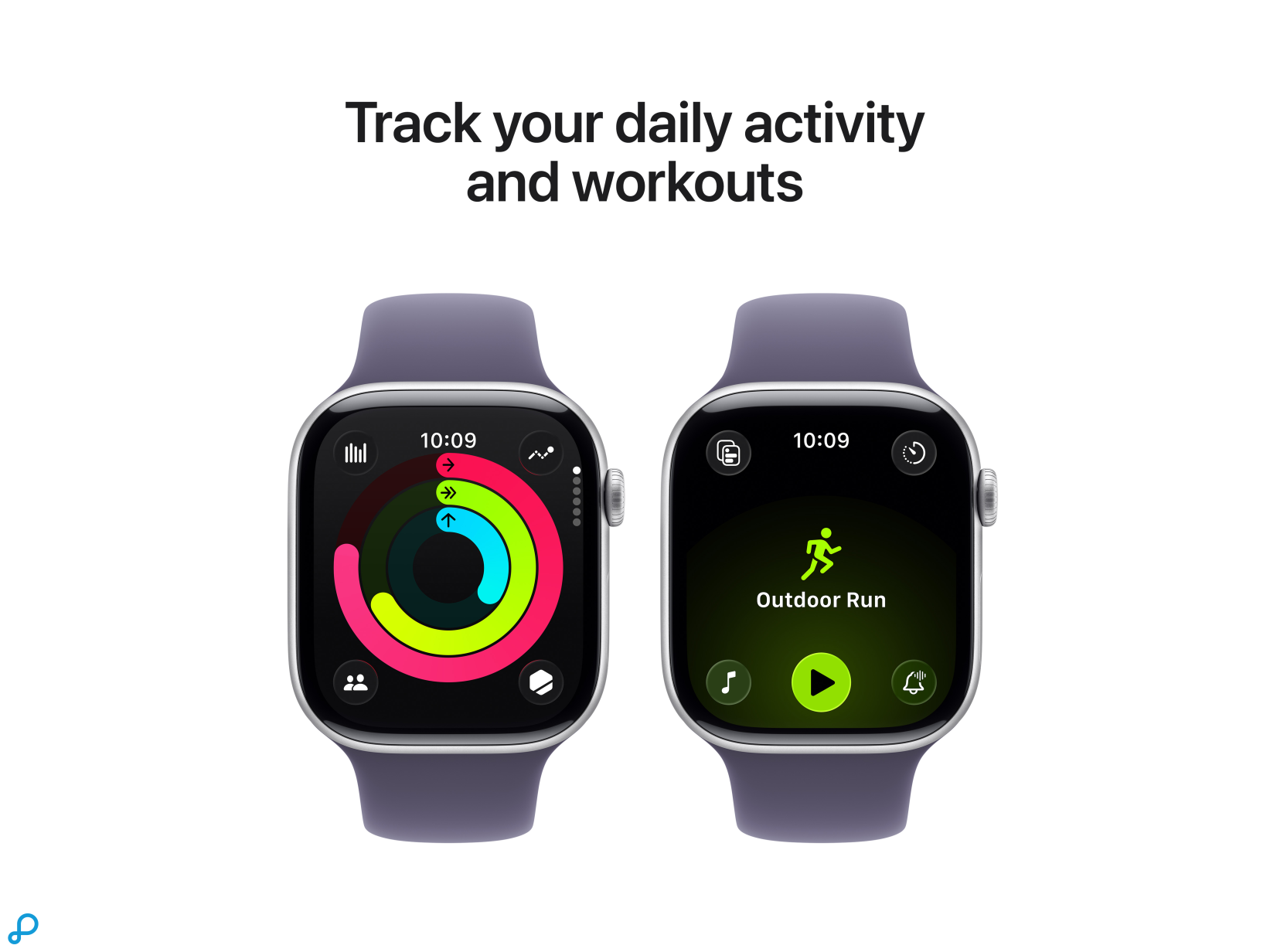 Apple Watch Series 11 GPS + Cellular 46mm Silver Aluminium Case with Purple Fog Sport Band - S/M-3