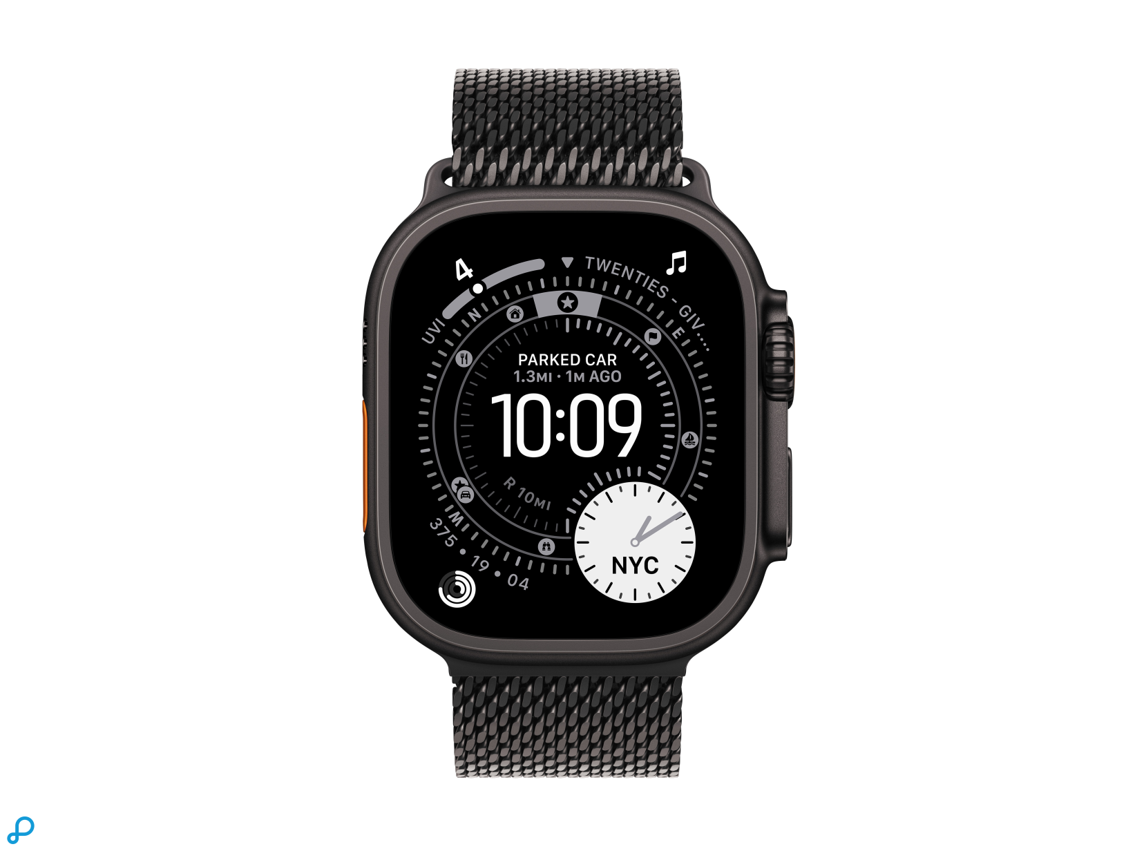 Apple Watch Ultra 3 GPS + Cellular 49mm Black Titanium Case with Black Titanium Milanese Loop - Large-1