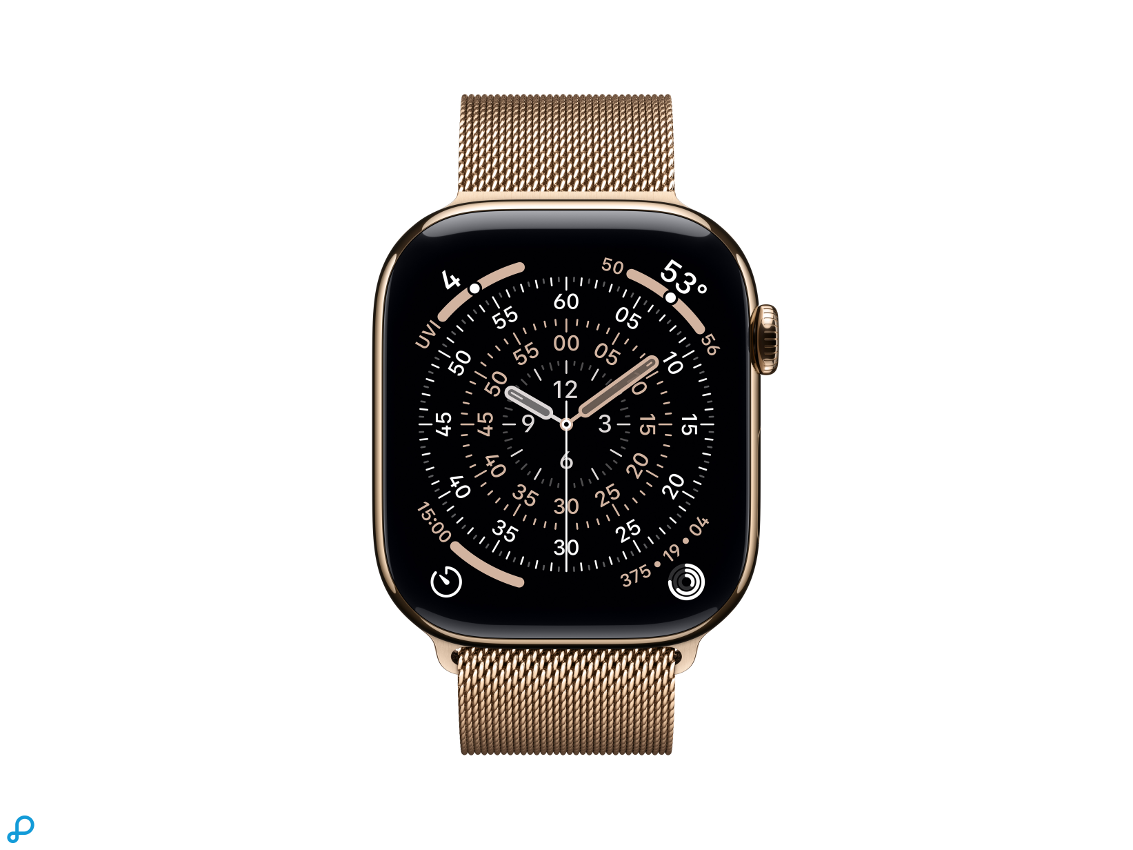 Apple Watch Series 11 GPS + Cellular 46mm Gold Titanium Case with Gold Milanese Loop - S/M-1
