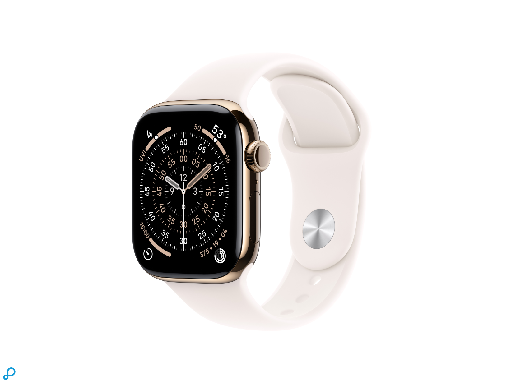 Apple Watch Series 11 GPS + Cellular 42mm Gold Titanium Case with Light Blush Sport Band - M/L-0