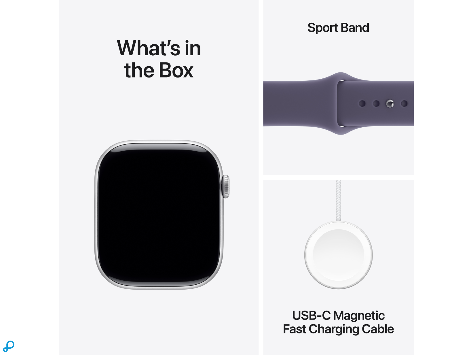 Apple Watch Series 11 GPS 46mm Silver Aluminium Case with Purple Fog Sport Band - S/M-7