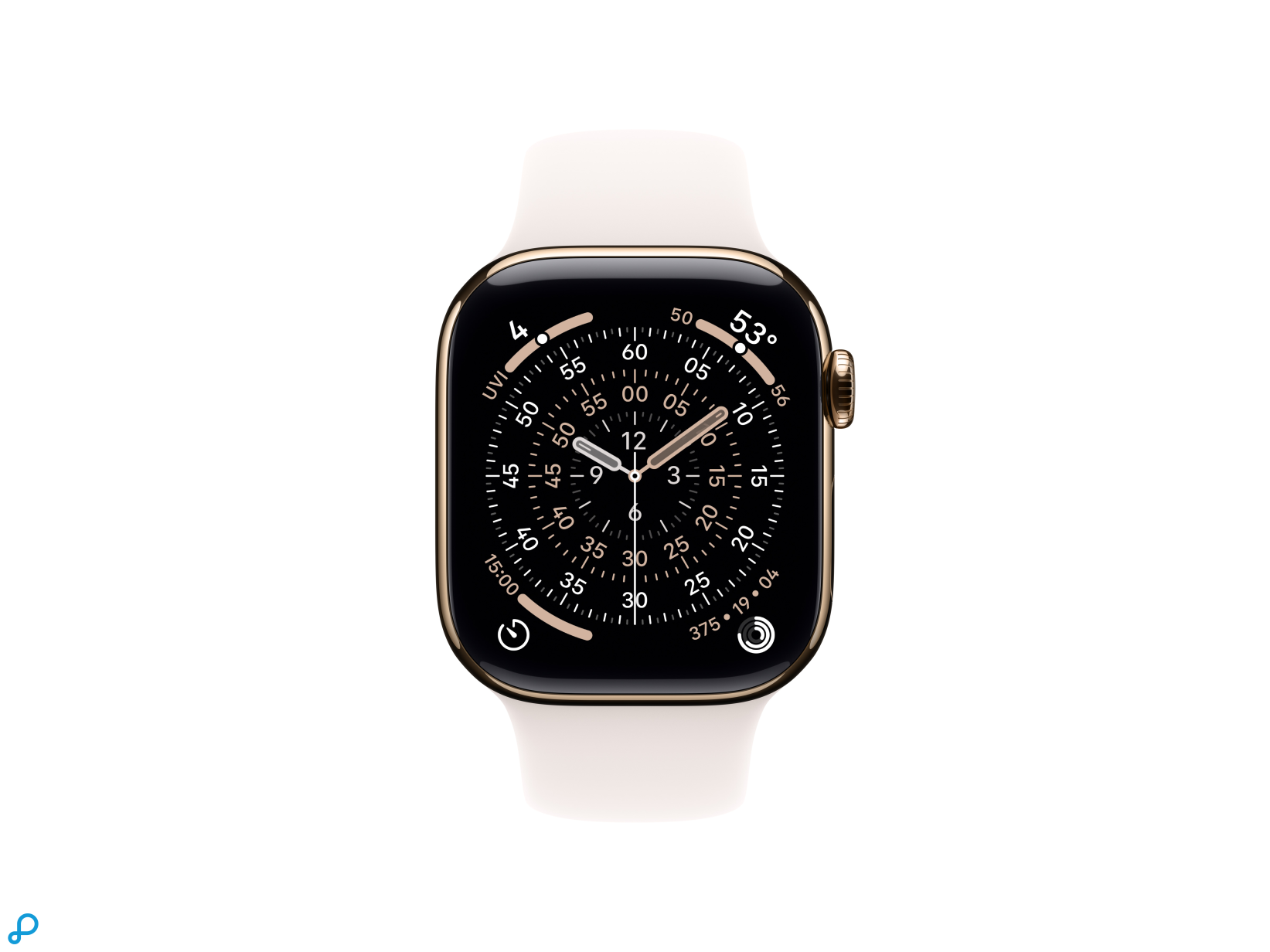 Apple Watch Series 11 GPS + Cellular 42mm Gold Titanium Case with Light Blush Sport Band - M/L-1