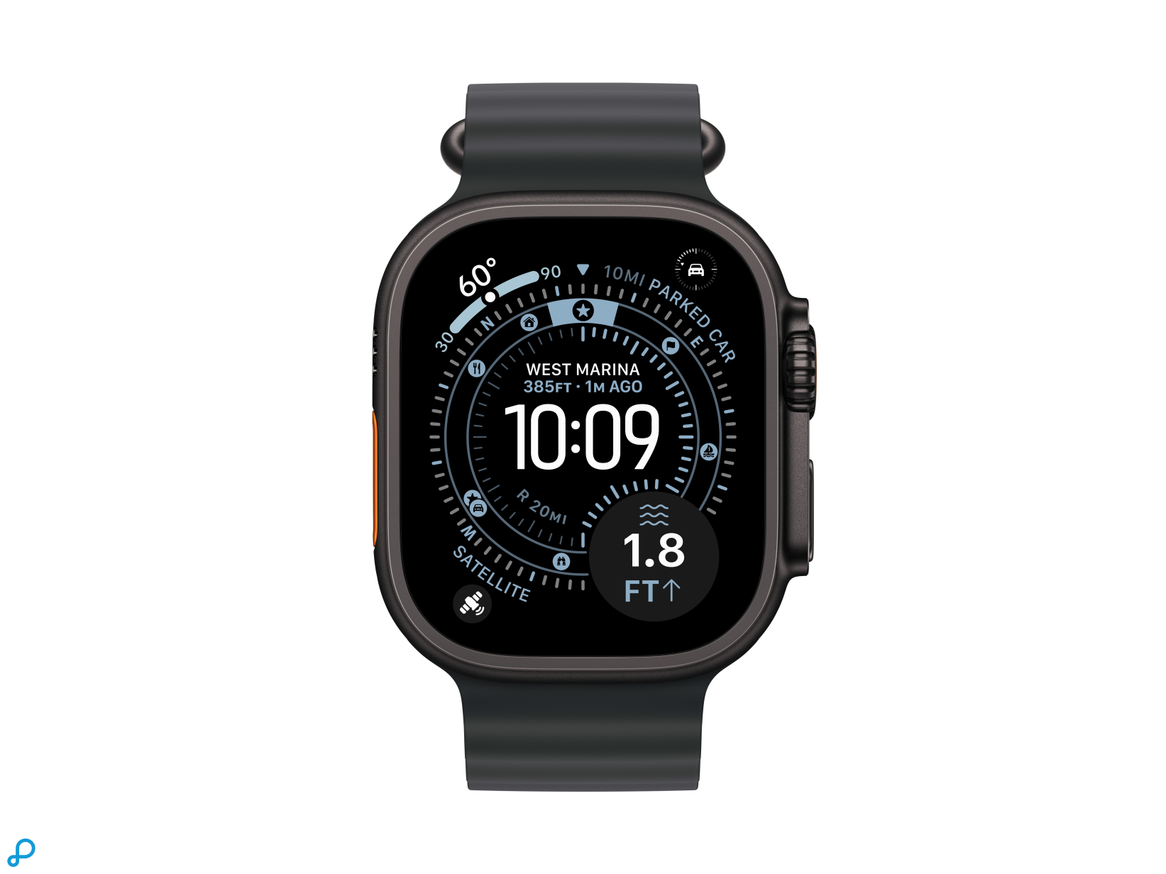 Apple Watch Ultra 3 GPS + Cellular 49mm Black Titanium Case with Black Ocean Band-1