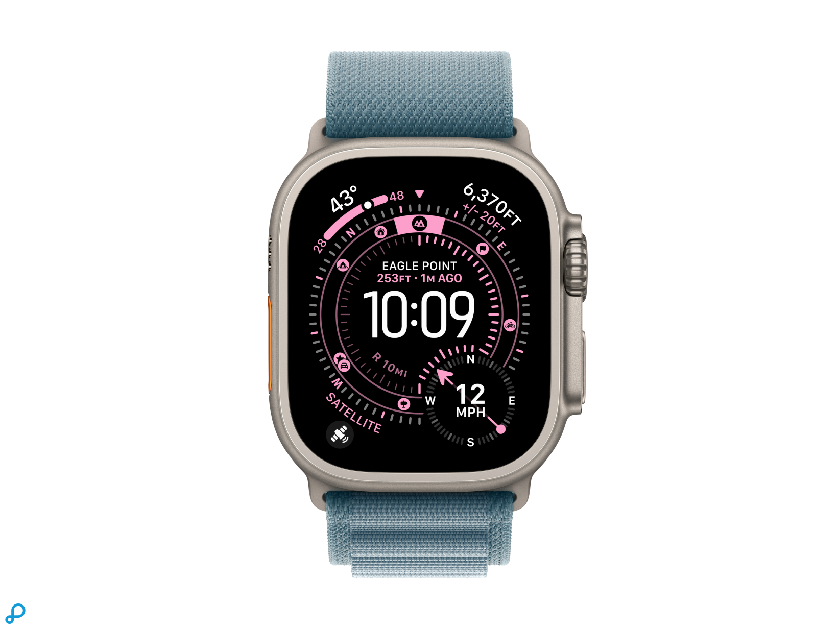 Apple Watch Ultra 3 GPS + Cellular 49mm Natural Titanium Case with Light Blue Alpine Loop - Small-1