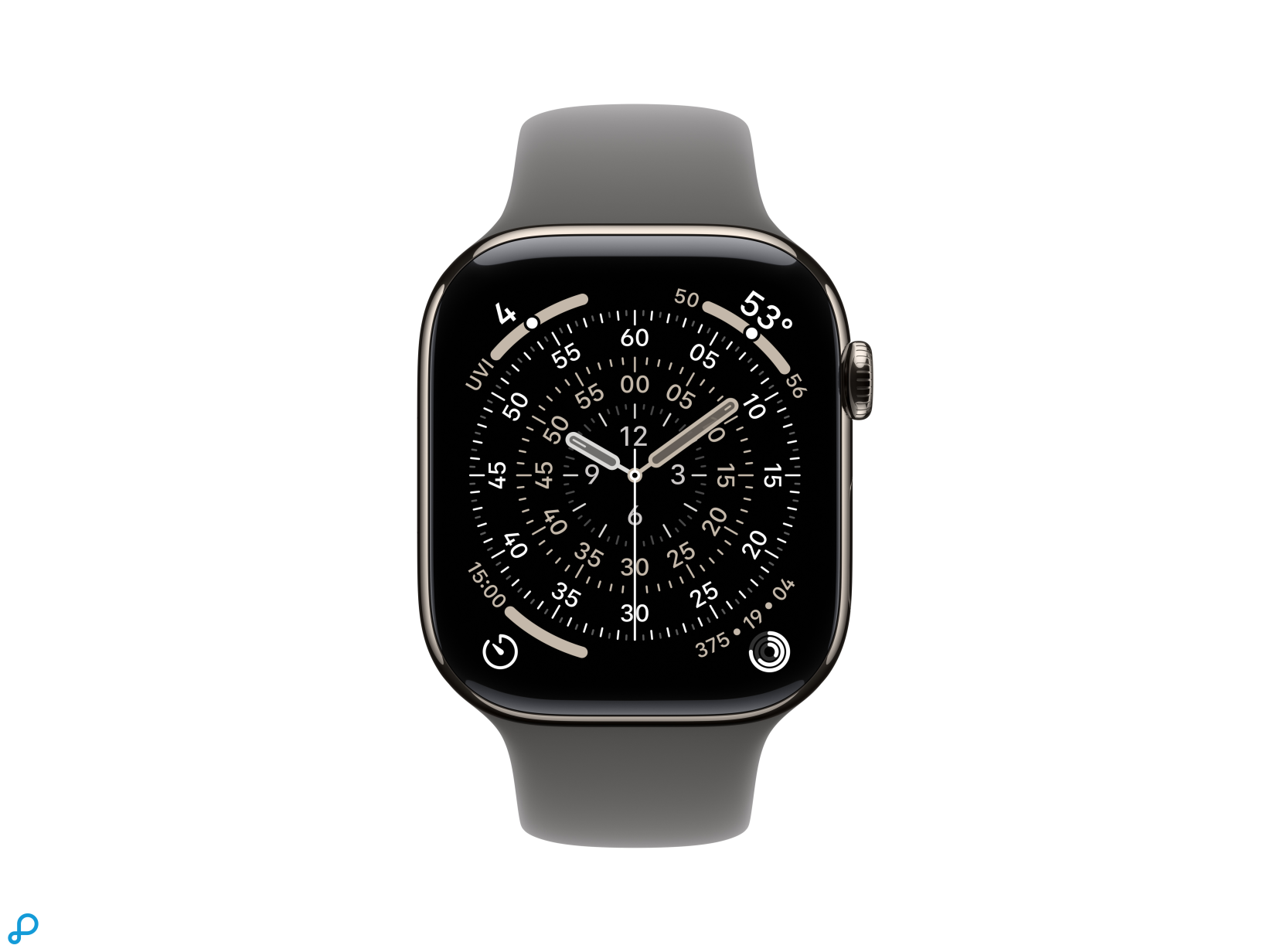 Apple Watch Series 11 GPS + Cellular 42mm Natural Titanium Case with Stone Grey Sport Band - S/M-1