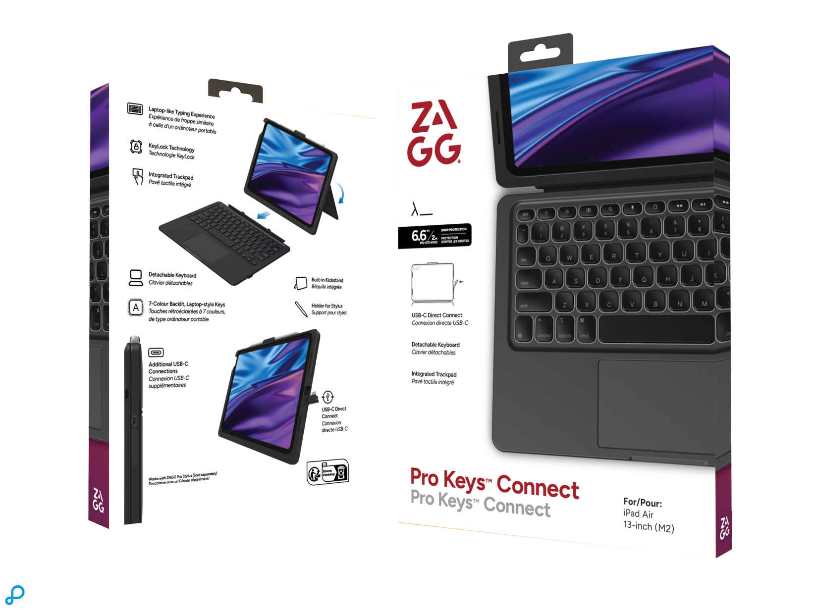 ZAGG Pro Keys 2 Connect Voor Apple iPad Air 13" (M2) Zwart Qwerty UK-6