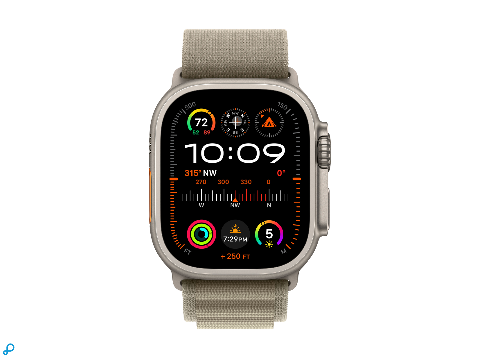 Apple Watch Ultra 2 GPS + Cellular, 49mm Titanium Case with Olive Alpine Loop - Medium-1
