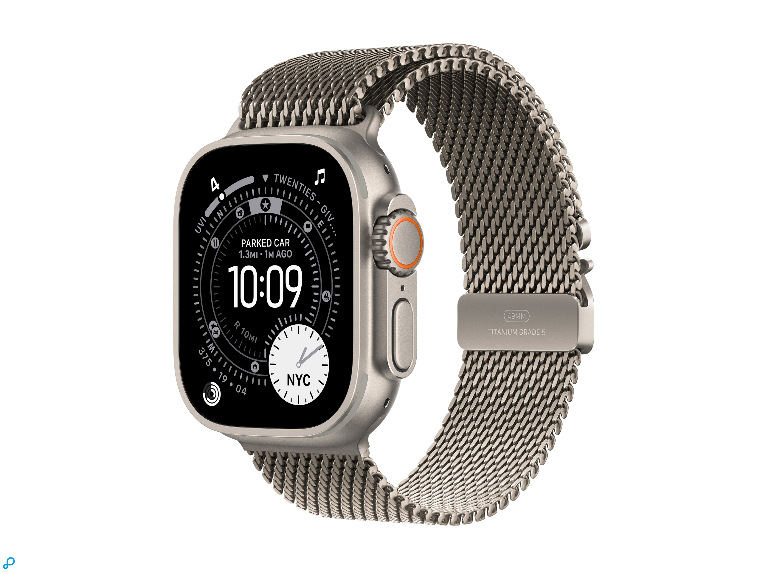 Apple Watch Ultra 3 GPS + Cellular 49mm Natural Titanium Case with Natural Titanium Milanese Loop - Large-0