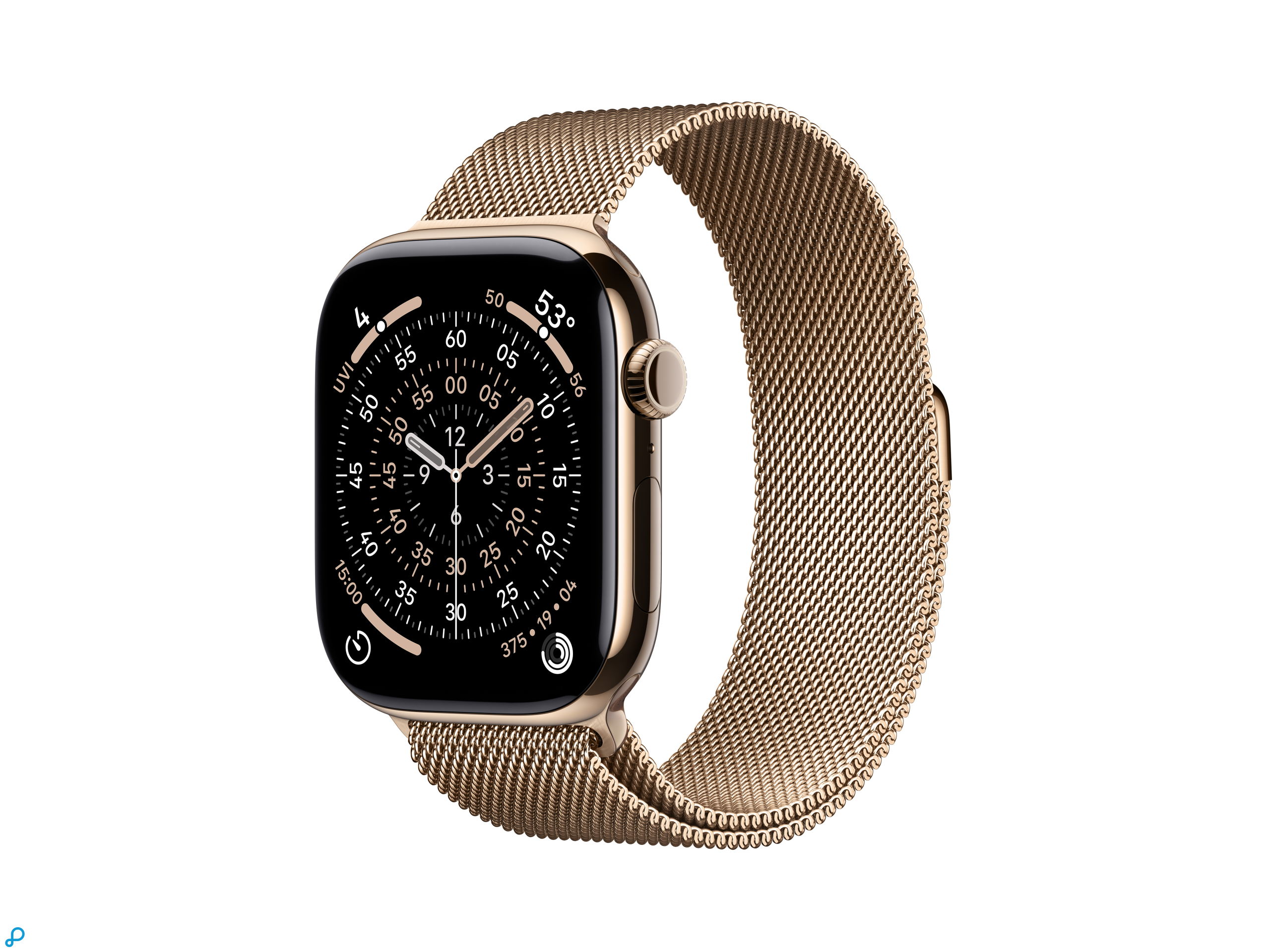 Apple Watch Series 11 GPS + Cellular 46mm Gold Titanium Case with Gold Milanese Loop - S/M-0