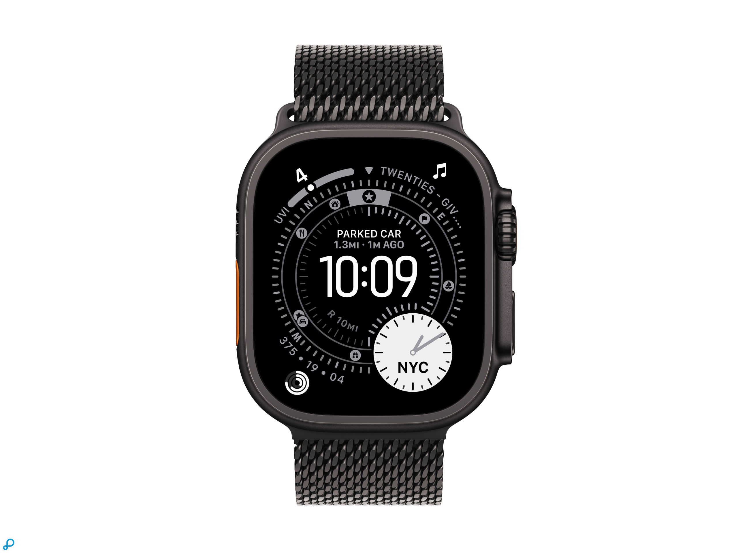 Apple Watch Ultra 3 GPS + Cellular 49mm Black Titanium Case with Black Titanium Milanese Loop - Large-1