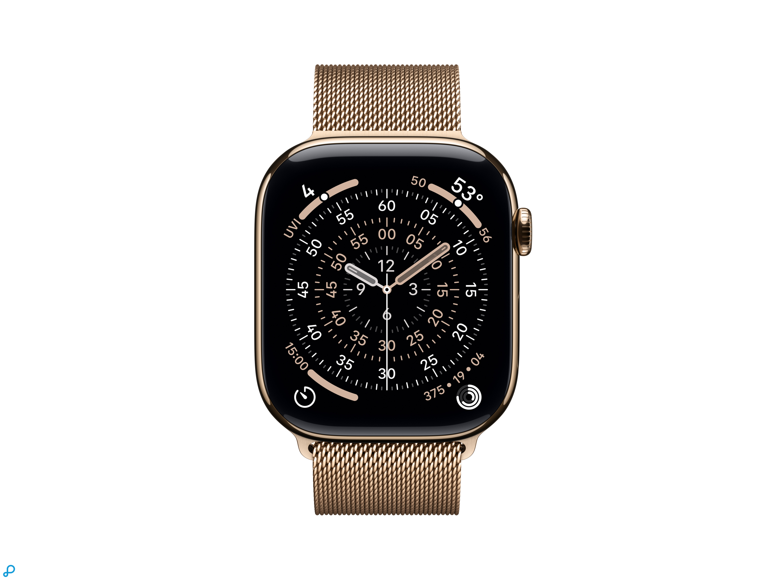 Apple Watch Series 11 GPS + Cellular 46mm Gold Titanium Case with Gold Milanese Loop - S/M-1