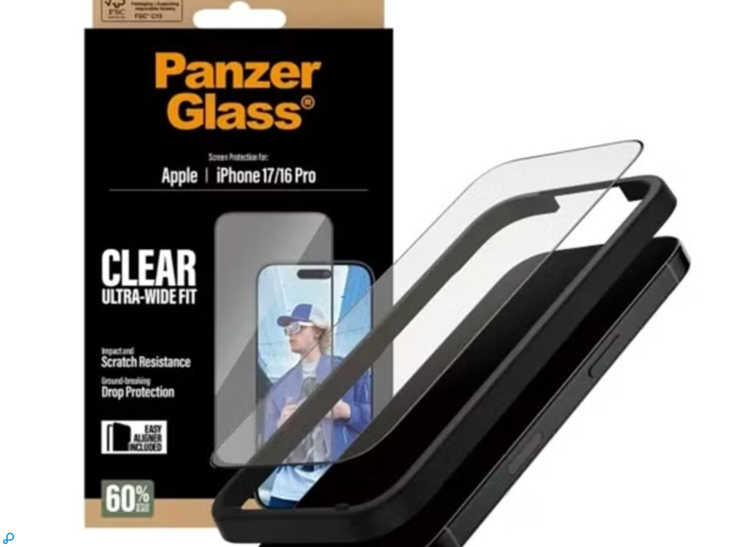 PanzerGlass Screen Protector Voor iPhone 17 Pro/17/16 Pro Transparant Ultra-Wide Fit Bulk-2