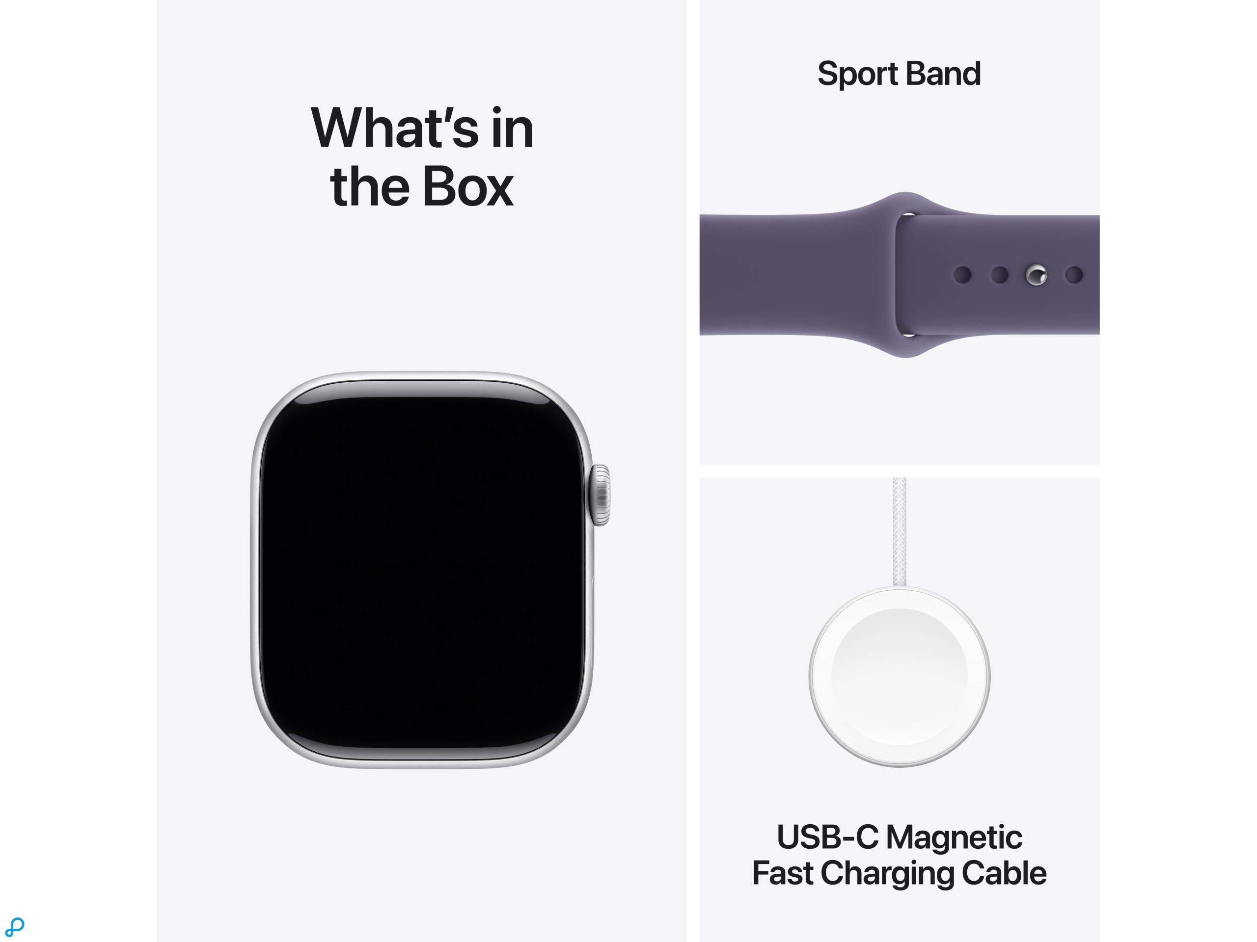 Apple Watch Series 11 GPS 46mm Silver Aluminium Case with Purple Fog Sport Band - S/M-7