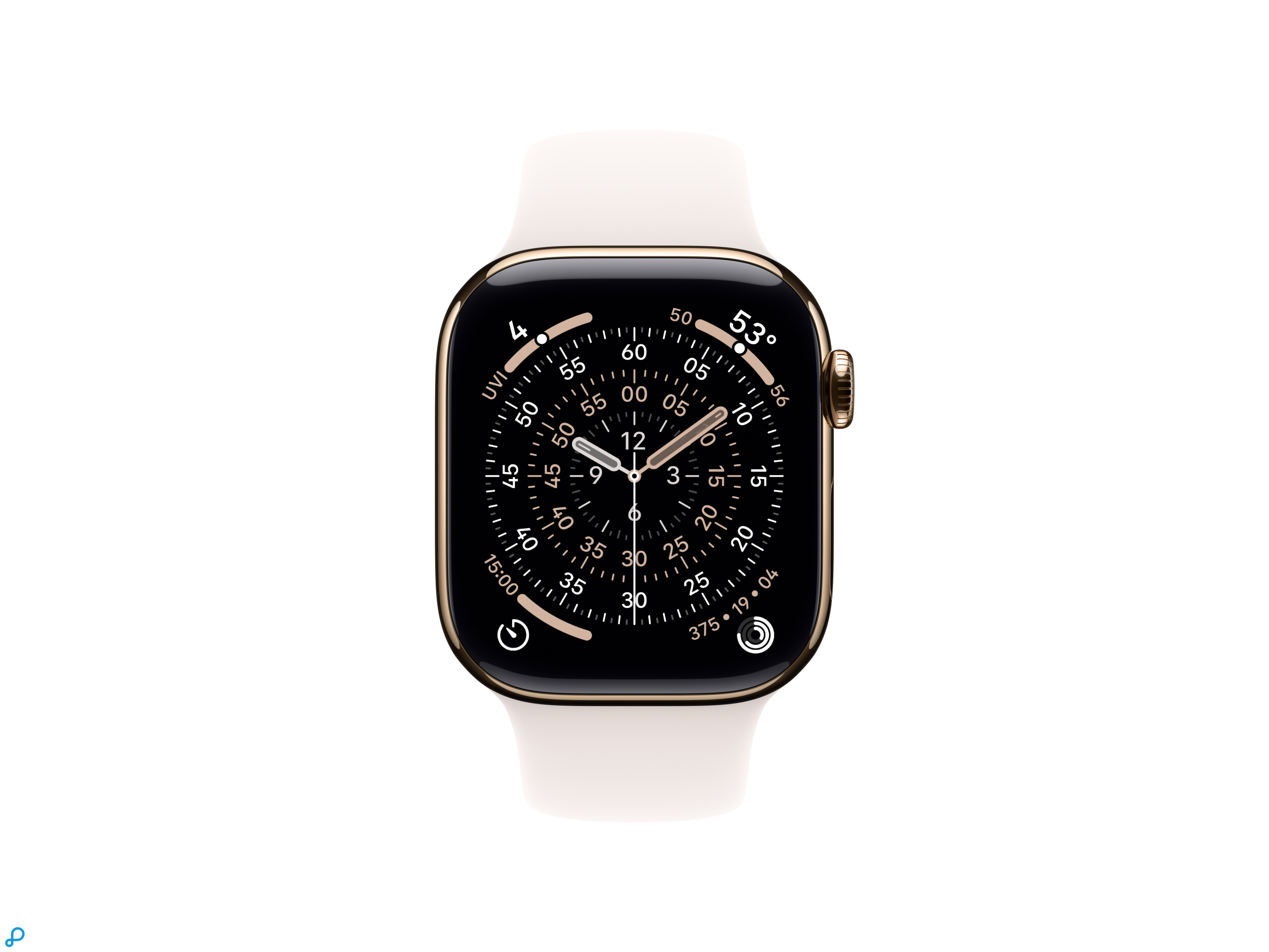 Apple Watch Series 11 GPS + Cellular 42mm Gold Titanium Case with Light Blush Sport Band - M/L-1