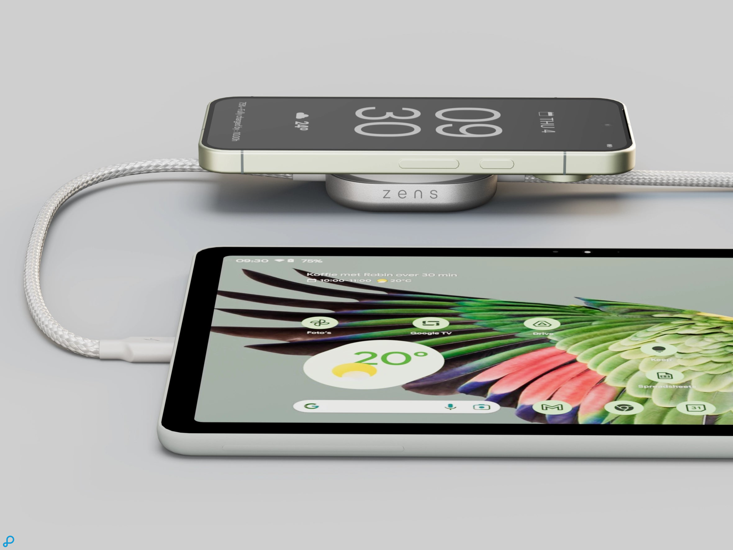 Zens Charging Cable USB C-C Pro 2 White-1