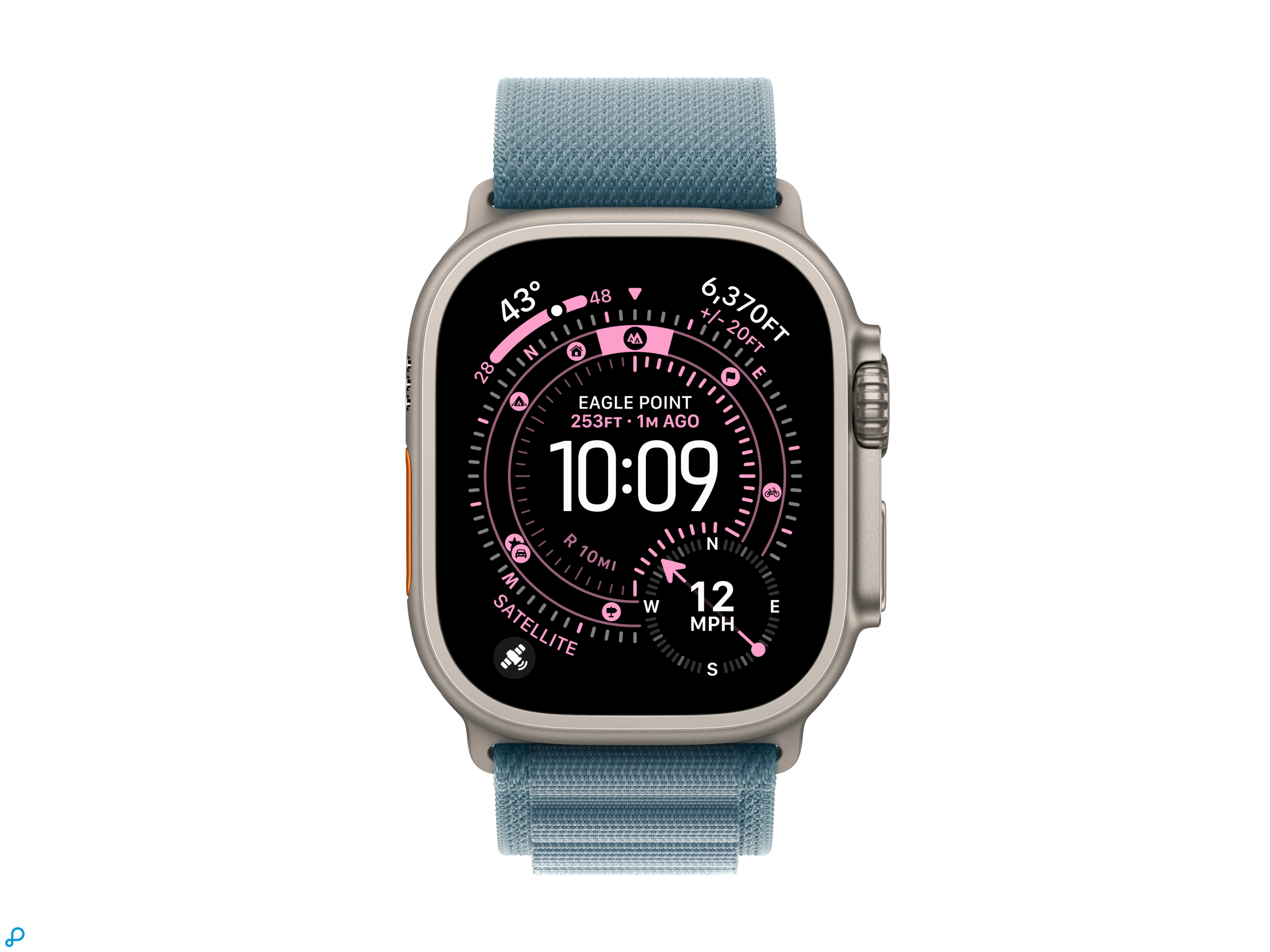 Apple Watch Ultra 3 GPS + Cellular 49mm Natural Titanium Case with Light Blue Alpine Loop - Small-1
