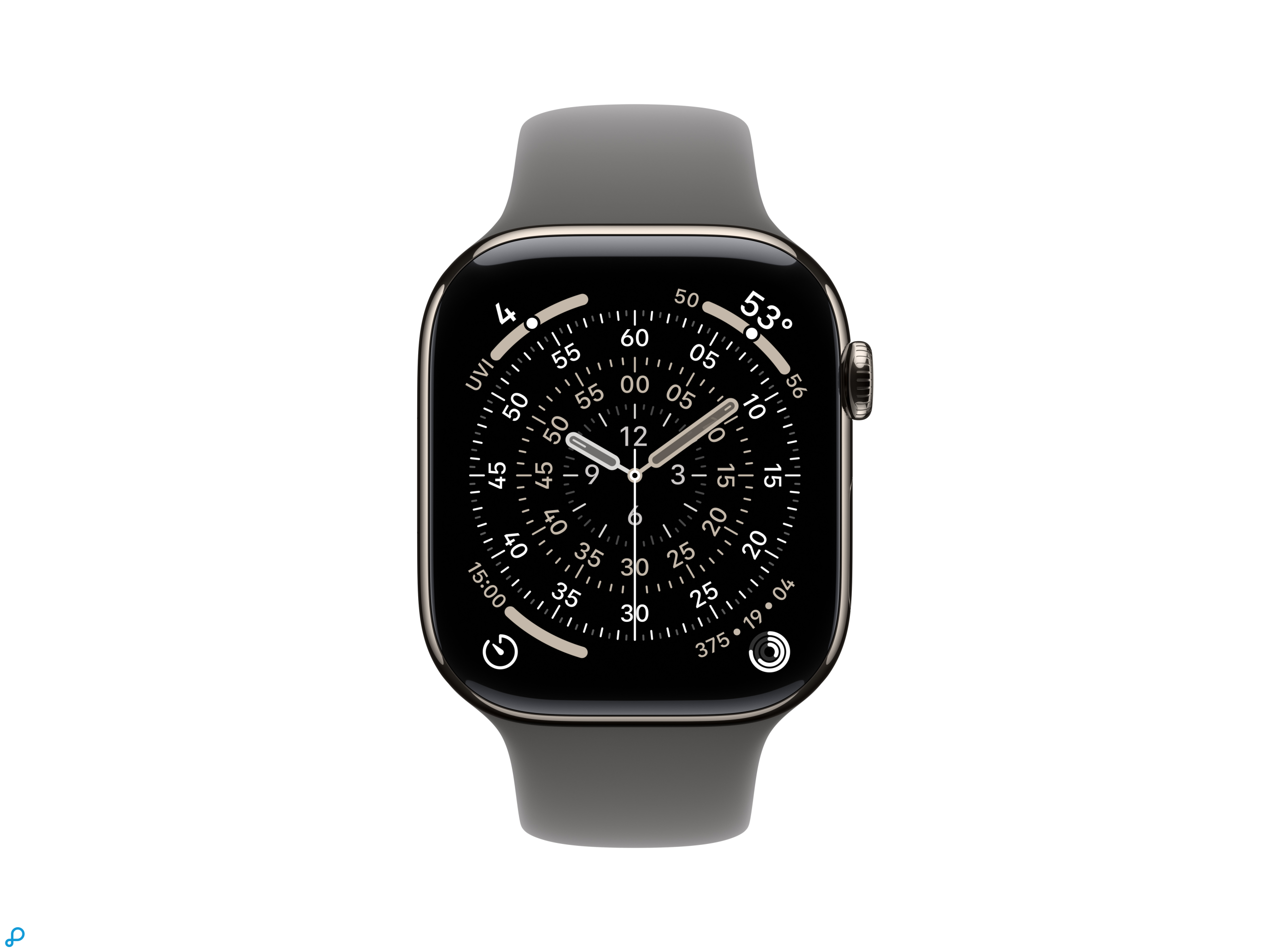 Apple Watch Series 11 GPS + Cellular 42mm Natural Titanium Case with Stone Grey Sport Band - S/M-1