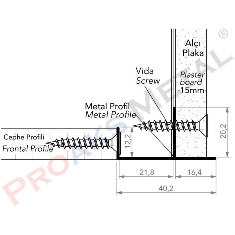 Facade Joint Profile Aluminum Frontal Suspended Ceiling Gypsum Board