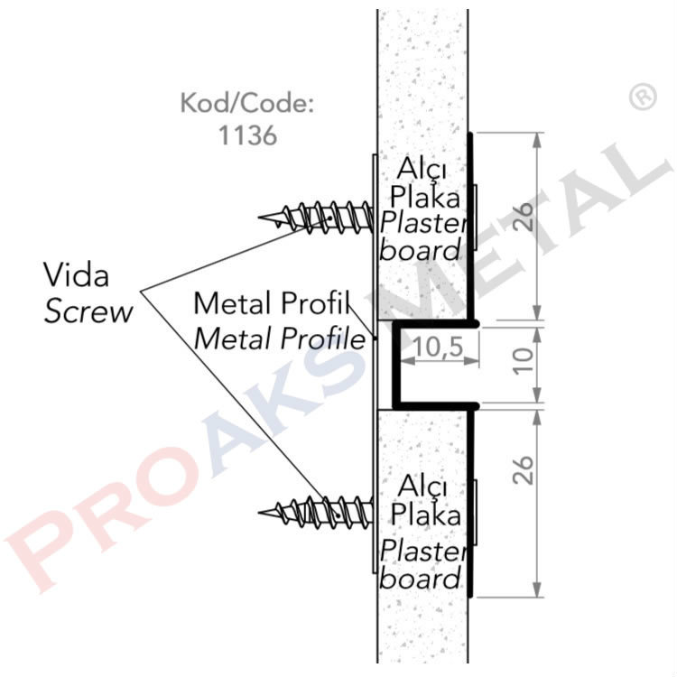 Double Leaf Joint Profile Plasterboard Suspended Ceiling