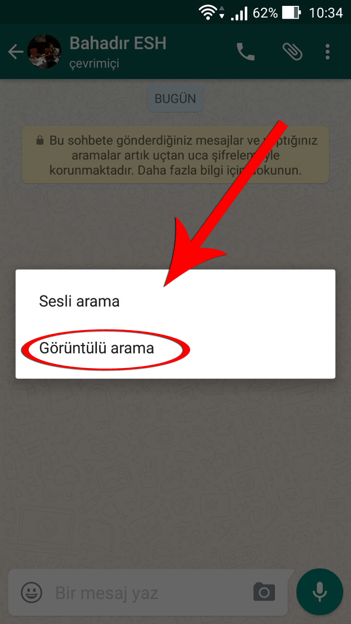 whatsapp görüntülü arama yapma
