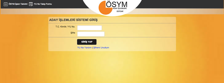 aday işlemleri sistemi giriş