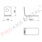 Asma Tavan Tek Delikli Malzeme Teknik Çizim