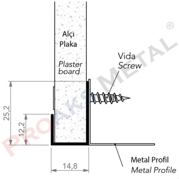 Plafond suspendu en plaques de plâtre en aluminium de profil d'extrémité d'angle