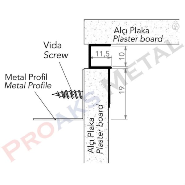 Single Leaf Joint Profile Short Edge Aluminum Metal Ceiling Drywall