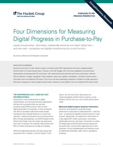 Four Dimensions for Measuring Digital Progress in Purchase-to-Pay