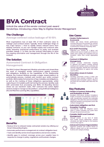 BVA Contract - Unlock the value of the vendor contract post-award
