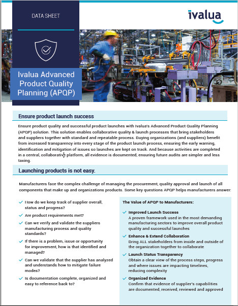 Ivalua Advanced Product Quality Planning