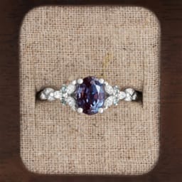 'Roselle' Lab alexandrite and diamond floral ring 