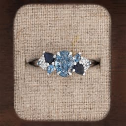 'Wildflower' Blue diamond, sapphire and aquamarine ring