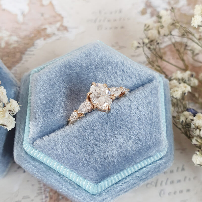 Oval and pear lab grown diamond engagement ring — 2