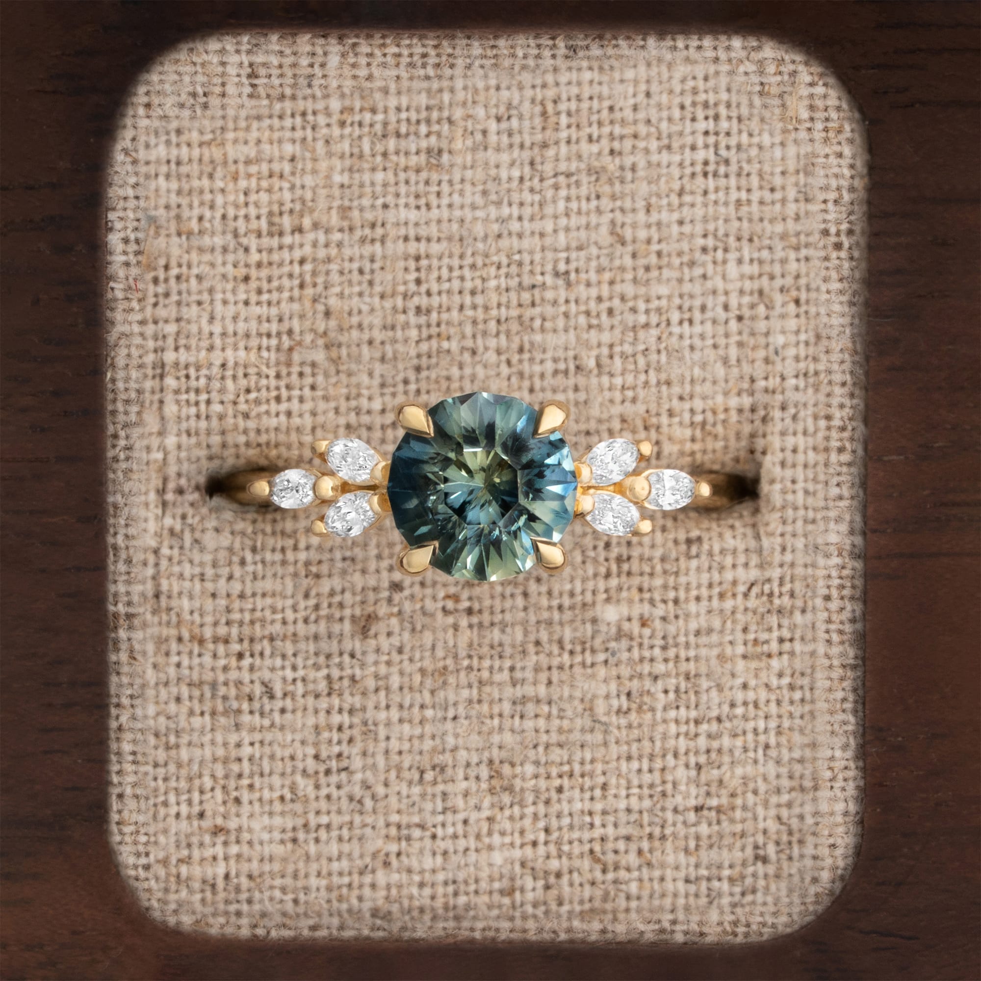 Ultra precision cut sapphire and diamond ring — 1