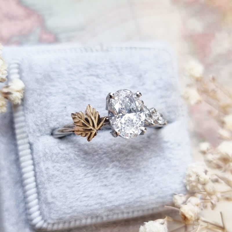 Sycamore leaf oval diamond ring — 2