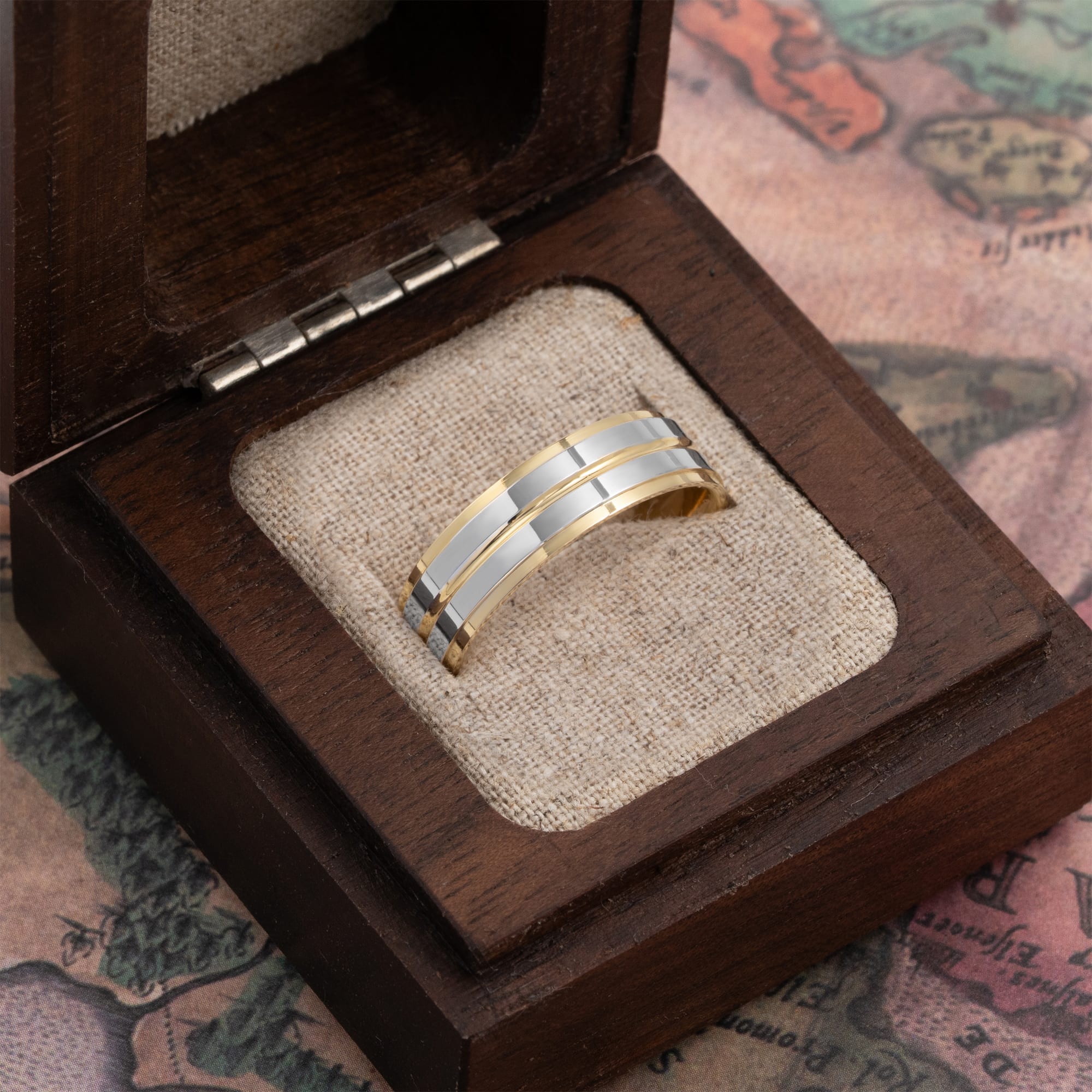 Two tone tramline wedding band  — 3