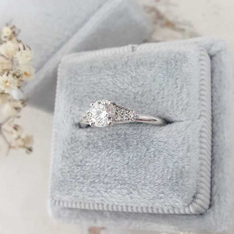 "The Victoria" - 1920s inspired lab grown diamond engagement ring — 4