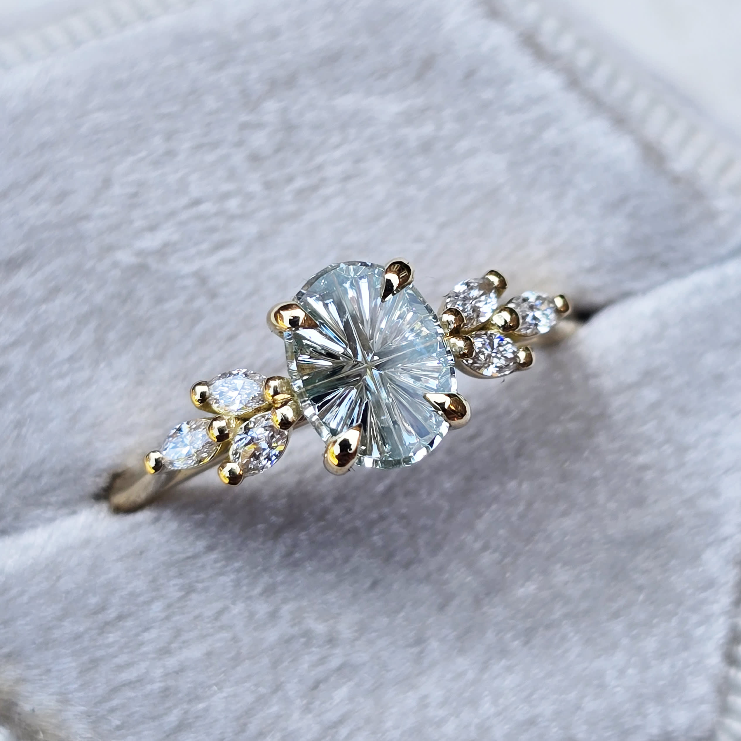 Starbrite seafoam green sapphire and diamond ring — 2