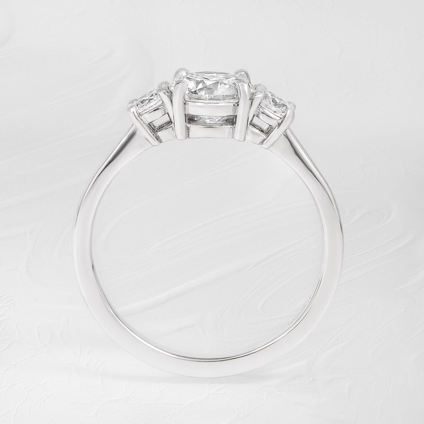 Round lab grown diamond trilogy ring  — 2
