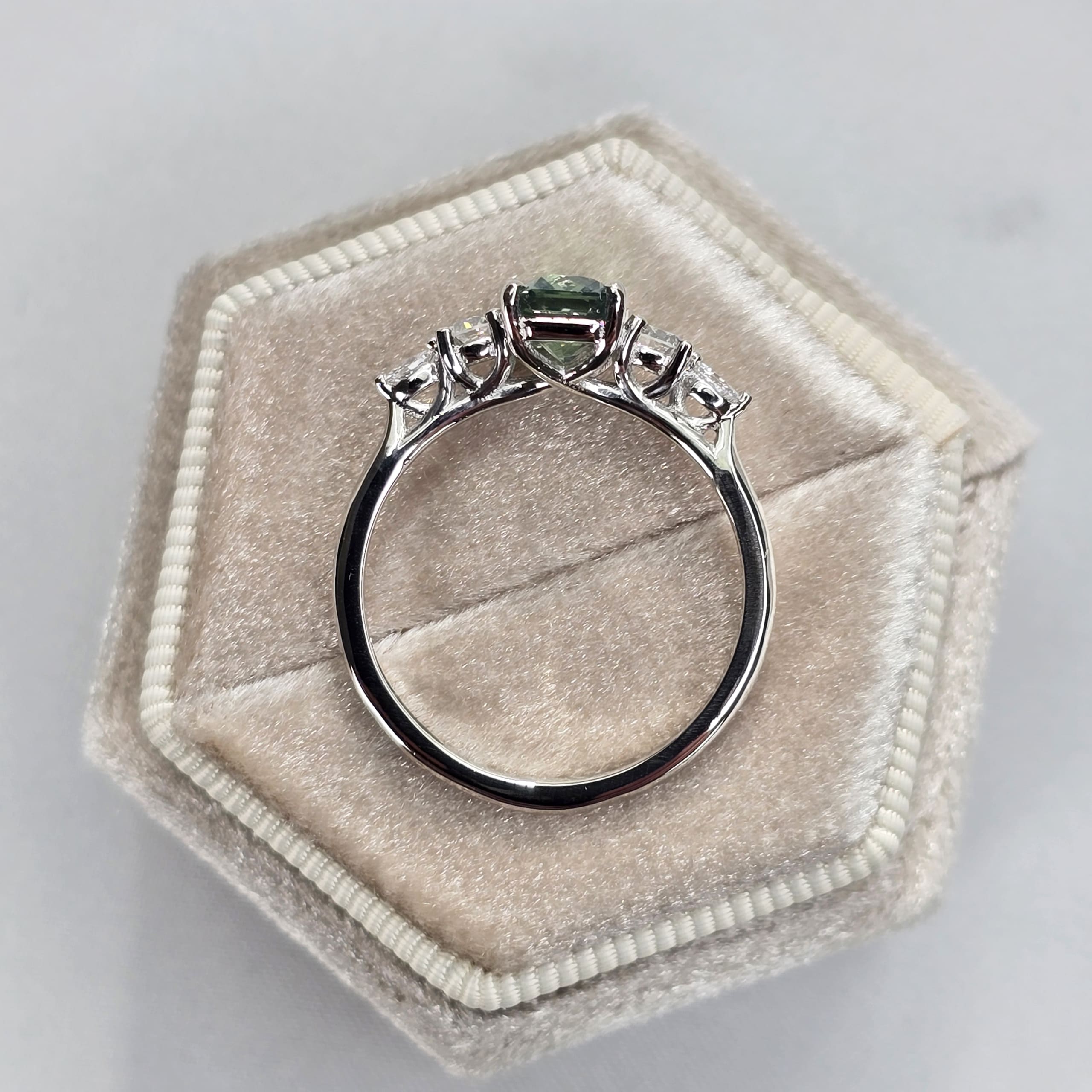 Seafoam sapphire and diamond ring — 4